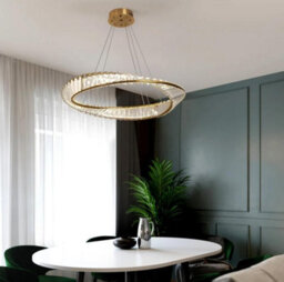 Led Hanging Light Pendant Lamp Gold Chandelier 58Cm 3 Color Lights - thumbnail 5