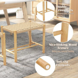 Kitchen Dining Counter Stool Set Of 2 Counter Height Woven Paper Seat Dining - thumbnail 4