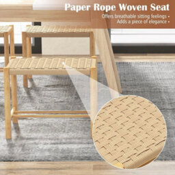 Kitchen Dining Counter Stool Set Of 2 Counter Height Woven Paper Seat Dining - thumbnail 5