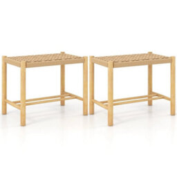 Kitchen Dining Counter Stool Set Of 2 Counter Height Woven Paper Seat Dining - thumbnail 1