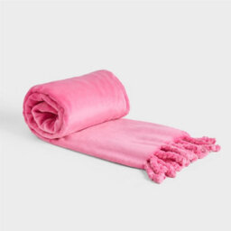 Ohs Ultra Soft Tassel Fleece Throw Lightweight Fluffy Blanket - Hot Pink - thumbnail 1
