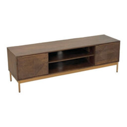 Buttercup Farm Zaine Carving Tv Unit - Mango Wood - L40 X W148 X H46 Cm - Dark Finish - Assembly Required