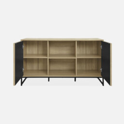 Sweeek - 140Cm Contemporary Sideboard Wood-Effect And 2 Doors Natural 140X40X77 Cm - Lisbonne - thumbnail 3