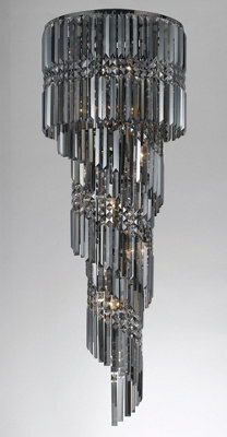 Luminosa Lighting Luminosa Toronto 14 Light Gun Metal Smoked Crystal Flush Fitting