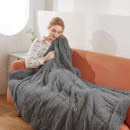 Vivo Dark Grey Teddy Fleece Weighted Blanket Quilted Sherpa Throw Deep Sleep Therapy Relax - 150 X 200Cm - 8Kg - thumbnail 5