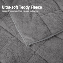 Vivo Dark Grey Teddy Fleece Weighted Blanket Quilted Sherpa Throw Deep Sleep Therapy Relax - 150 X 200Cm - 8Kg - thumbnail 6