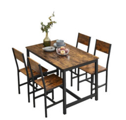 Modcraft Set Of 4 Industrial Dining Chairs With Steel Frame And Rustic Brown Particleboard Seats - thumbnail 5