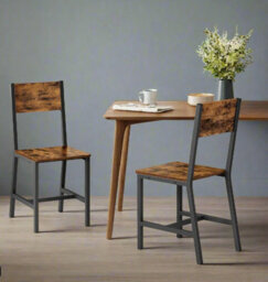 Modcraft Set Of 4 Industrial Dining Chairs With Steel Frame And Rustic Brown Particleboard Seats - thumbnail 6