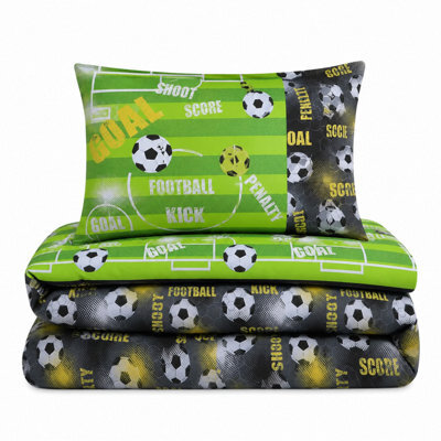 Velosso Green Footy Galore Duvet Cover And Pillowcase Set King - image 1