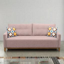 Ariel Fabric Sofa Bed With Foam Wave Springs Wooden Frame Loose Back Cushions Storage 213 X 101 X 91 Cm Pink - thumbnail 3