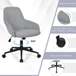 Costway Upholstered Linen Fabric Leisure Chair Ergonomic Desk Chair - thumbnail 5