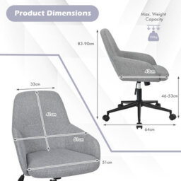 Costway Upholstered Linen Fabric Leisure Chair Ergonomic Desk Chair - thumbnail 2