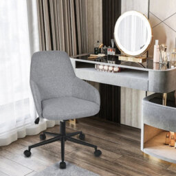 Costway Upholstered Linen Fabric Leisure Chair Ergonomic Desk Chair - thumbnail 3