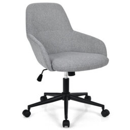 Costway Upholstered Linen Fabric Leisure Chair Ergonomic Desk Chair - thumbnail 1