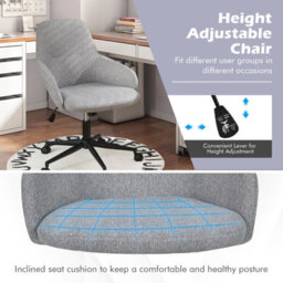 Costway Upholstered Linen Fabric Leisure Chair Ergonomic Desk Chair - thumbnail 9