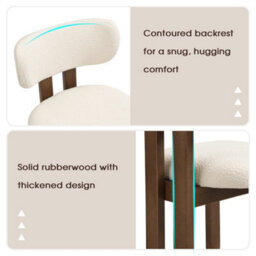 Abrihome Set Of 4, Solid Wood Chairs, Dining Chairs, Suitable For Homes, Restaurants, Living Rooms, And Cafes, Boucle, Walnut Wood Color - thumbnail 2