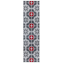 Bravich Hard Wearing Hessian Backed Stair Runner Kitchen Mat - Texas Red & Grey Floral - 60X450Cm (2'x15') - thumbnail 5