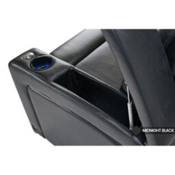 Valencia Oslo Modern Home Cinema Seating Row Of 2 Loveseat Midnight Black Nappa Leather Power Headrest - thumbnail 4