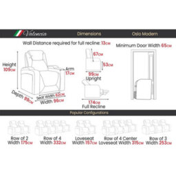 Valencia Oslo Modern Home Cinema Seating Row Of 2 Loveseat Midnight Black Nappa Leather Power Headrest - thumbnail 5