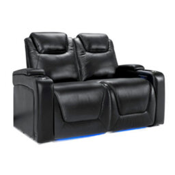 Valencia Oslo Modern Home Cinema Seating Row Of 2 Loveseat Midnight Black Nappa Leather Power Headrest - thumbnail 1