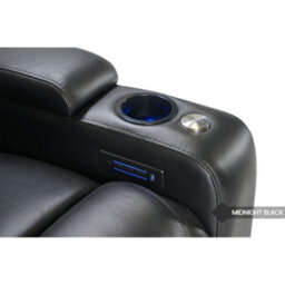 Valencia Oslo Modern Home Cinema Seating Row Of 2 Loveseat Midnight Black Nappa Leather Power Headrest - thumbnail 2