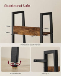 LEDREM 4-Tier Bookcase, Narrow Ladder Shelf, Storage Rack For Bedroom, Living Room, Home Office, Brown And Black - thumbnail 4