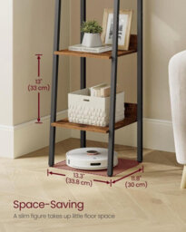 LEDREM 4-Tier Bookcase, Narrow Ladder Shelf, Storage Rack For Bedroom, Living Room, Home Office, Brown And Black - thumbnail 6
