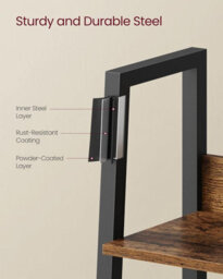 LEDREM 4-Tier Bookcase, Narrow Ladder Shelf, Storage Rack For Bedroom, Living Room, Home Office, Brown And Black - thumbnail 3