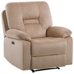 Beliani Electric Recliner Chair Bergen Led Velvet Sand Beige - thumbnail 4