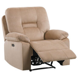 Beliani Electric Recliner Chair Bergen Led Velvet Sand Beige