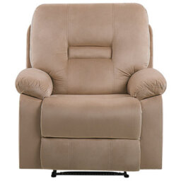 Beliani Electric Recliner Chair Bergen Led Velvet Sand Beige - thumbnail 5