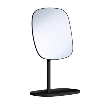 Beslagsboden Matt Black Make Up Mirror 192X192mm Freestanding With Tray 7X Magnification Vanity Bathroom Mirror - image 1