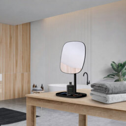 Beslagsboden Matt Black Make Up Mirror 192X192mm Freestanding With Tray 7X Magnification Vanity Bathroom Mirror - thumbnail 2