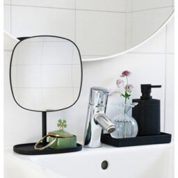 Beslagsboden Matt Black Make Up Mirror 192X192mm Freestanding With Tray 7X Magnification Vanity Bathroom Mirror - thumbnail 3