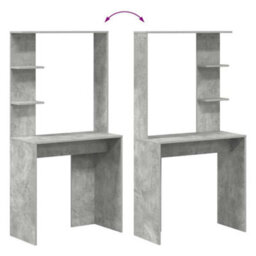 Berkfield Concrete Grey Computer Desk Concrete Grey Engineered Wood Medium - thumbnail 8