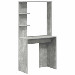 Berkfield Concrete Grey Computer Desk Concrete Grey Engineered Wood Medium - thumbnail 2