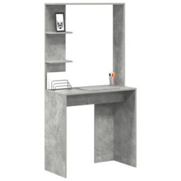Berkfield Concrete Grey Computer Desk Concrete Grey Engineered Wood Medium - thumbnail 3