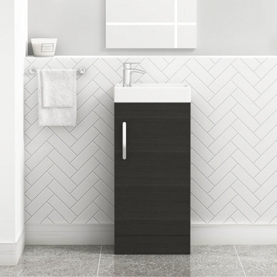 Royal Bathrooms Como 400mm Floor Standing Vanity Unit Hale Black - 1 Door Basin Unit - image 1
