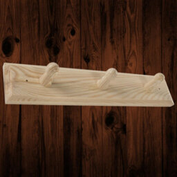 Woodeedoo 3 Peg Wooden Coat Hook Wall Mounted Natural Pine Rack Rail For Wall Door Unpainted Storage Hanger 28 X 6 X 5.5 Cm