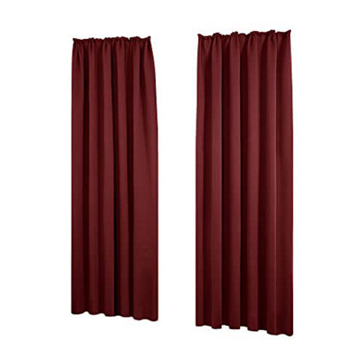 Deconovo Blackout Curtains Super Soft Pencil Pleat Curtains Thermal Insulated Curtains For Girls Room W55 X L63 Inch Red 2 Panels