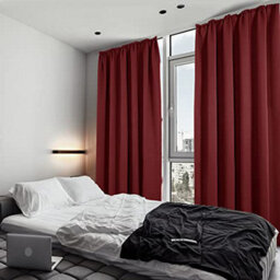 Deconovo Blackout Curtains Super Soft Pencil Pleat Curtains Thermal Insulated Curtains For Girls Room W55 X L63 Inch Red 2 Panels - thumbnail 5