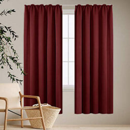 Deconovo Blackout Curtains Super Soft Pencil Pleat Curtains Thermal Insulated Curtains For Girls Room W55 X L63 Inch Red 2 Panels - thumbnail 6