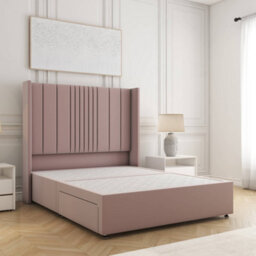 Bsspoke Charlotte Divan Bed Set Pink Plush Velvet With 54Inch Headboard  & No Drawers No Mattress In Double King 4Ft 6Ft - thumbnail 1