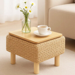 Foot Stool Rectangle Ottoman Hand Weave 39X28X28Cm Multifunctional Footrest - thumbnail 1