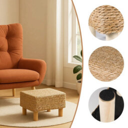 Foot Stool Rectangle Ottoman Hand Weave 39X28X28Cm Multifunctional Footrest - thumbnail 6