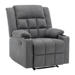 Living And Home Modern Grey Upholstered Recliner Chair With Adjustable Backrest And Cup Holders - thumbnail 6