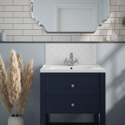 Laura Ashley Matt Pearl White Wicker Glass Self-Adhesive Bathroom Splashback (H)25Cm (W)60Cm - thumbnail 3