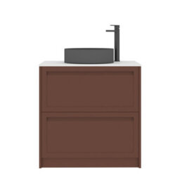 Royal Bathrooms Royal Bathroom Elmore 800mm Terracotta Clay Freestanding Bathroom Vanity Unit 2 Drawer Plain White Worktop With Art Round Basin - thumbnail 7