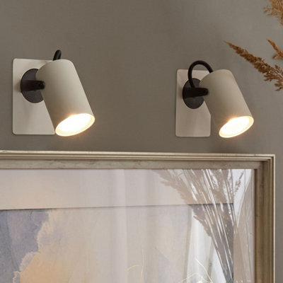 Beliani White Metal Adjustable Arm Wall Lamps Set Of 2, Spotlight-Style, Matt Powder-Coated Finish - image 1