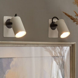 Beliani White Metal Adjustable Arm Wall Lamps Set Of 2, Spotlight-Style, Matt Powder-Coated Finish - thumbnail 1